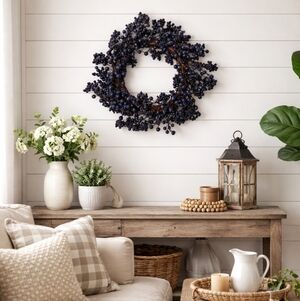 Elegant 18" Shimmery Blackberry & Blueberry Fall Holiday Country Wreath